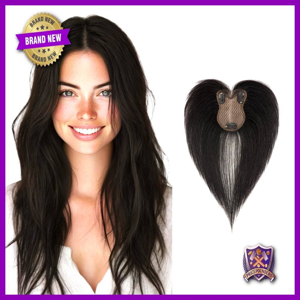 Human Hair Topper Clip In 11 Inch Lace Base Bangs Daily Wear Lightweight